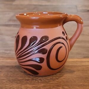 Terracotta Floral Painted Mug, Made in Mexico